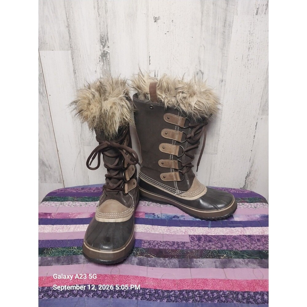 Sorel Joan Of Arctic Thick Winter Boots NL1540 248  Fur Lined Hawk Brown Size 9